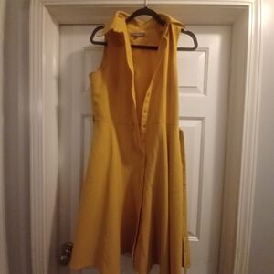 Yellow Sleeveless Button-Up Dress